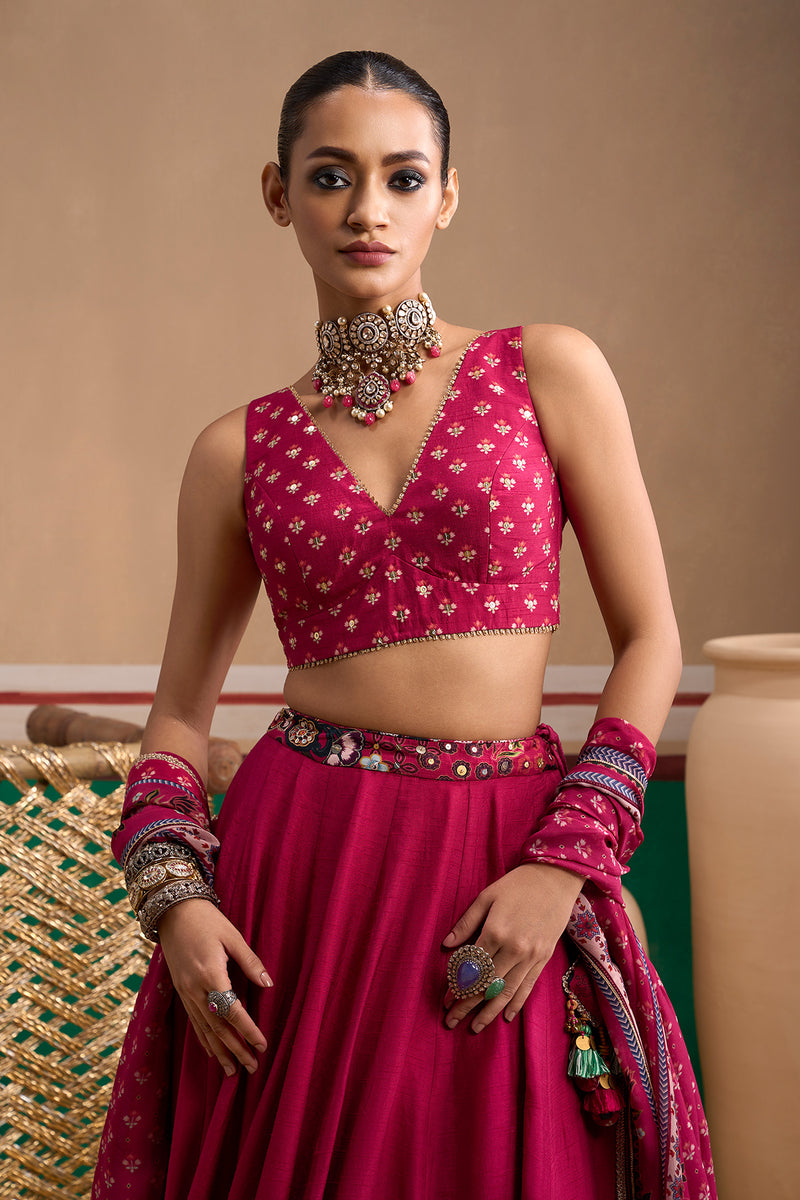 Ira Cerise Lehenga Set