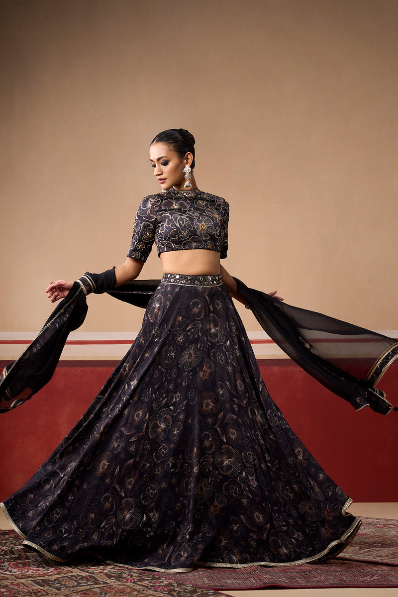 Phool Onyx Lehenga Set