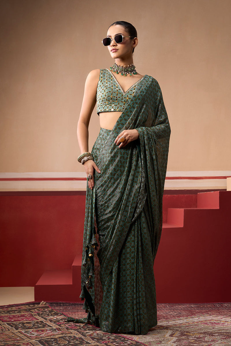 Sindh Emerald Saree Set