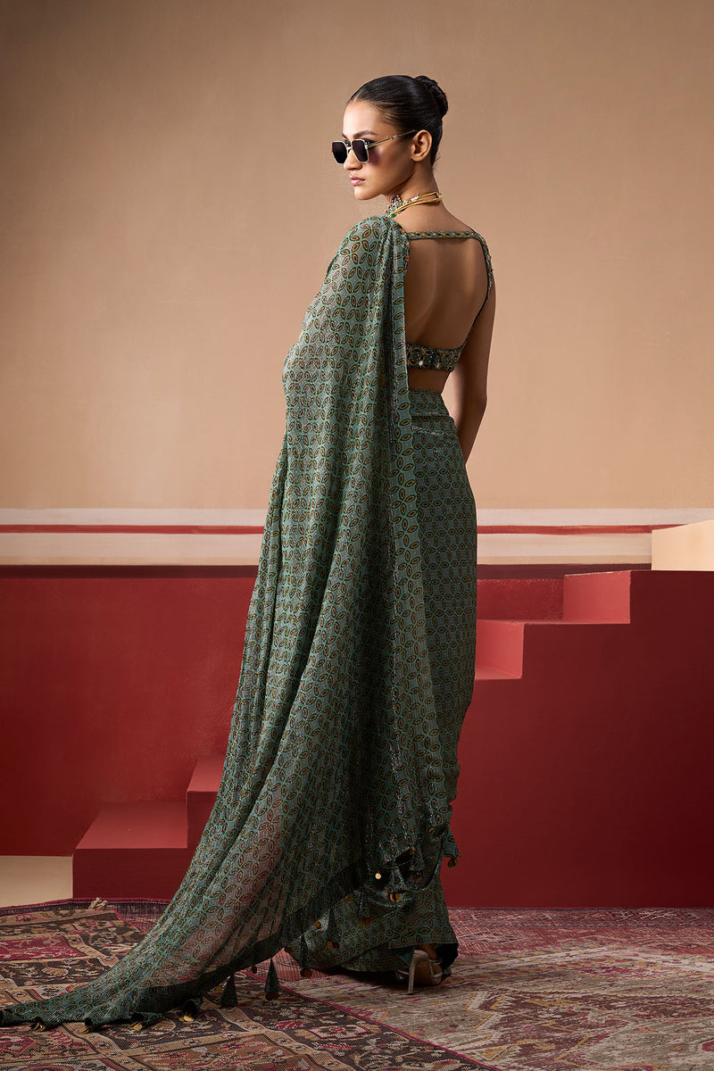 Sindh Emerald Saree Set