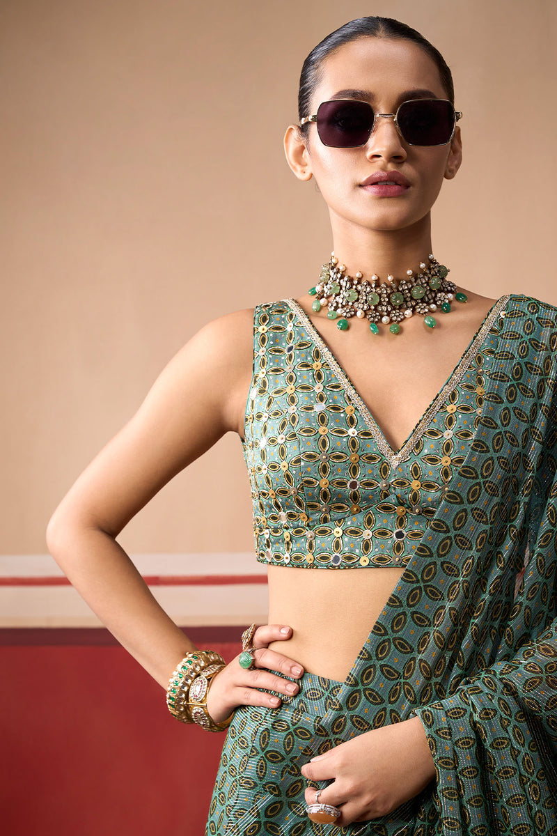 Sindh Emerald Saree Set