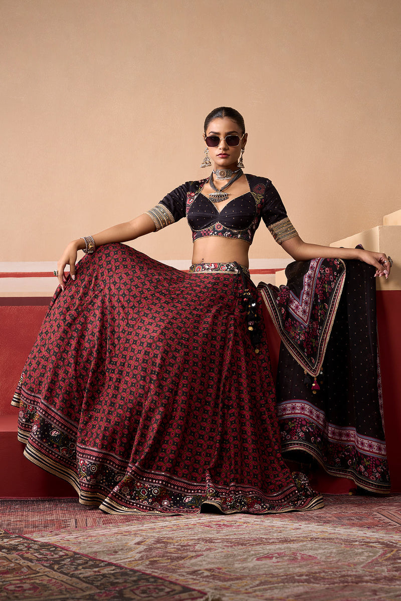 Sindh Onyx and Plum Lehenga Set
