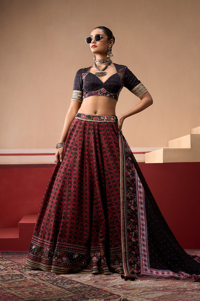 Sindh Onyx and Plum Lehenga Set