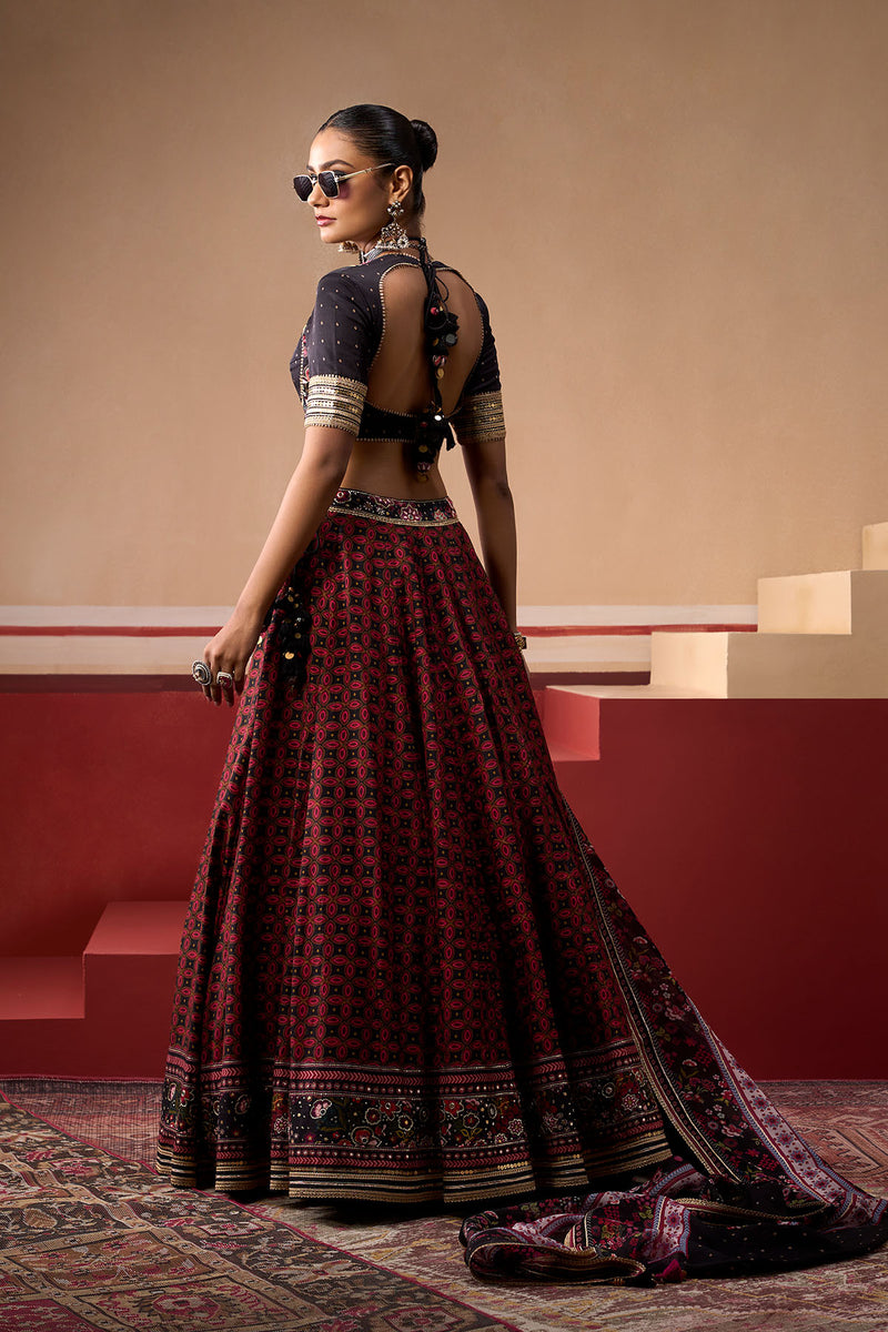Sindh Onyx and Plum Lehenga Set