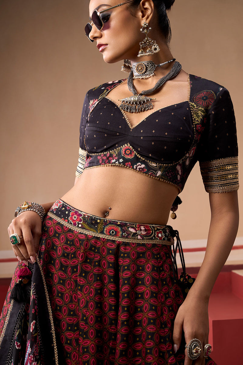 Sindh Onyx and Plum Lehenga Set