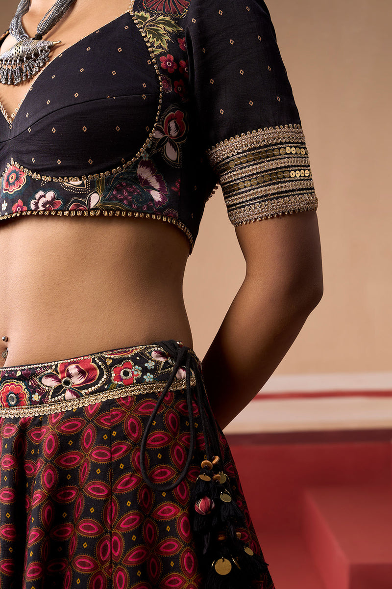 Sindh Onyx and Plum Lehenga Set