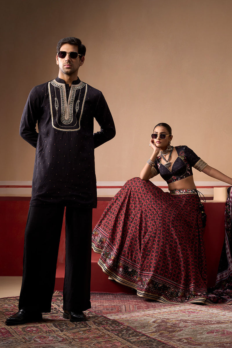Boondh Embroidered Onyx Kurta Set