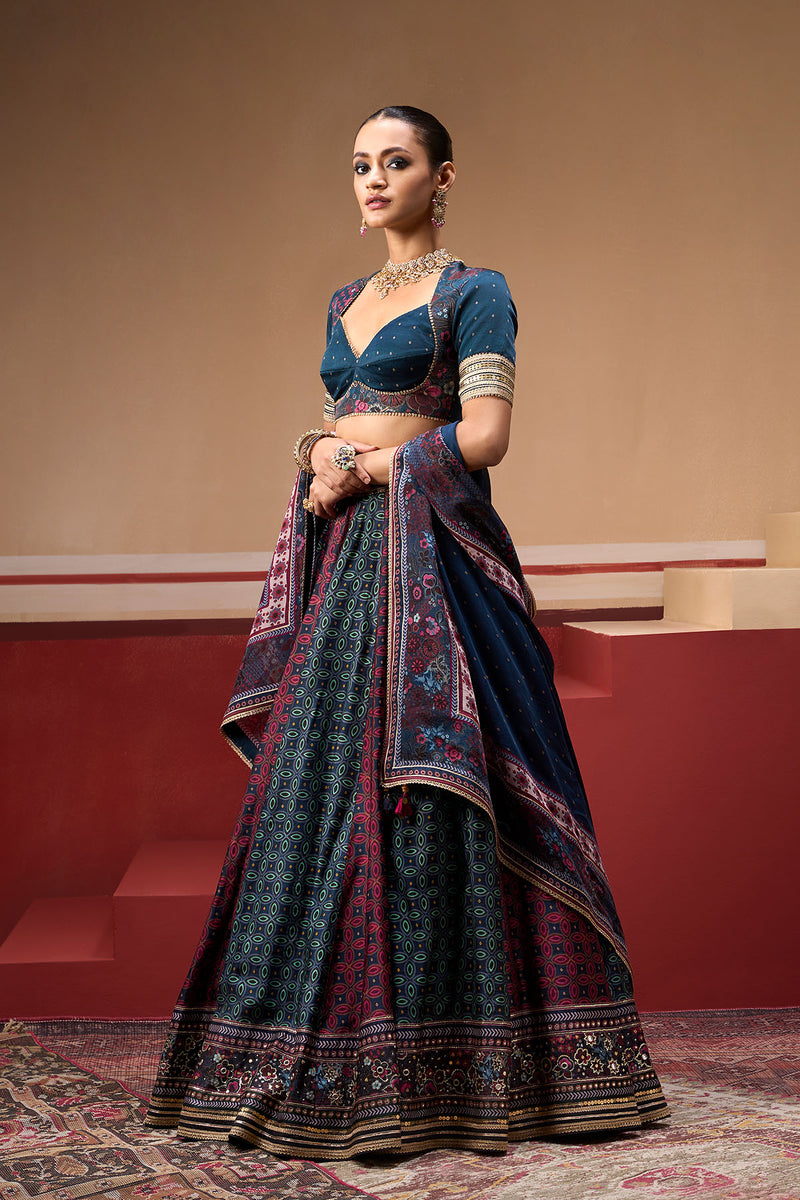 Sindh Twilight and Plum Lehenga Set