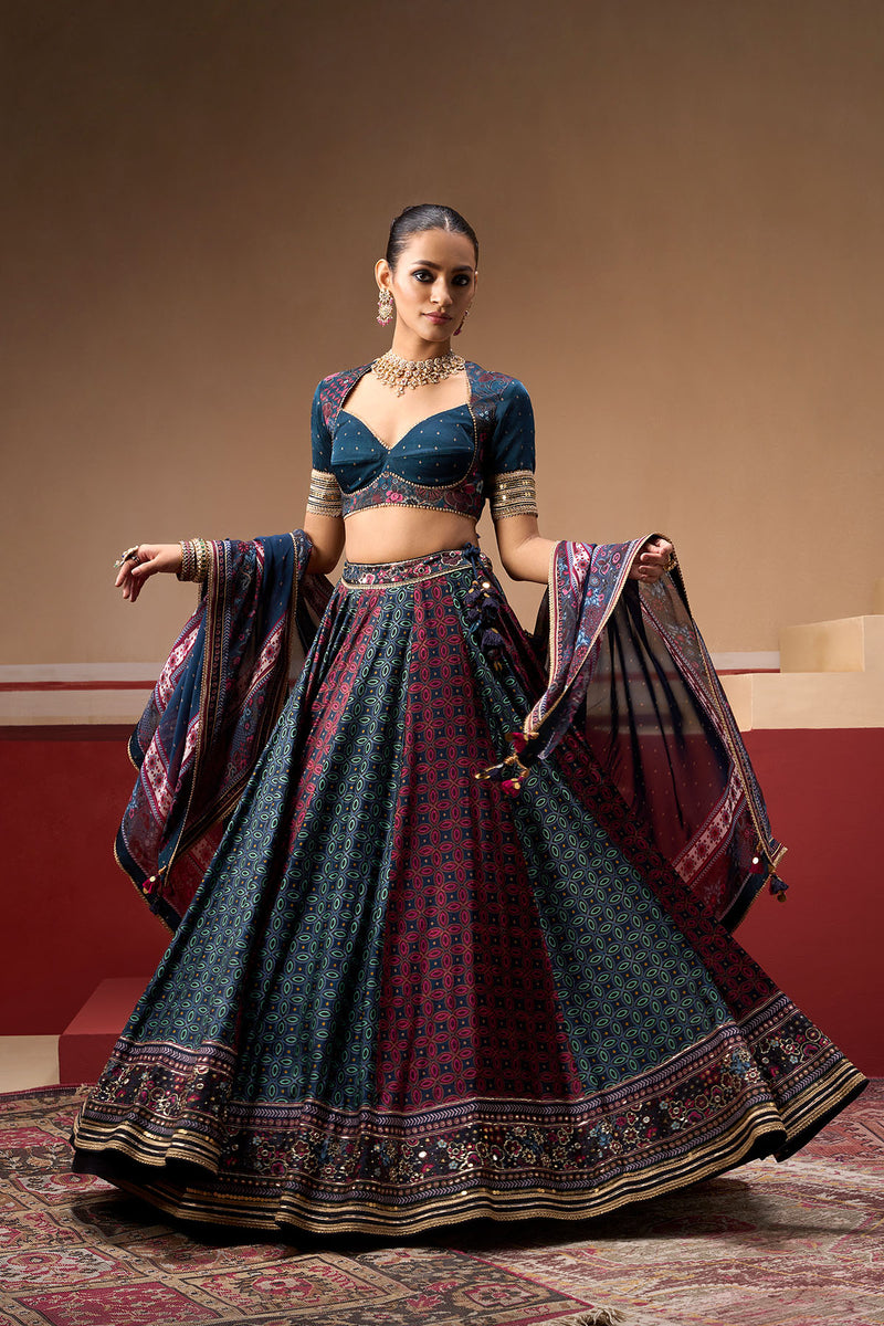 Sindh Twilight and Plum Lehenga Set