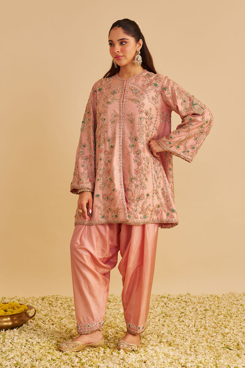Alira - Dabka Zardozi Embroidered Blush Pink Kurta & Salwar with Dupatta