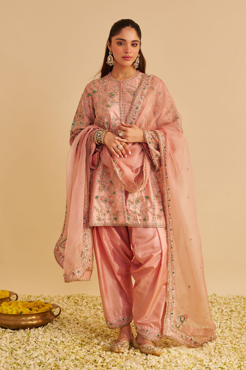 Alira - Dabka Zardozi Embroidered Blush Pink Kurta & Salwar with Dupatta