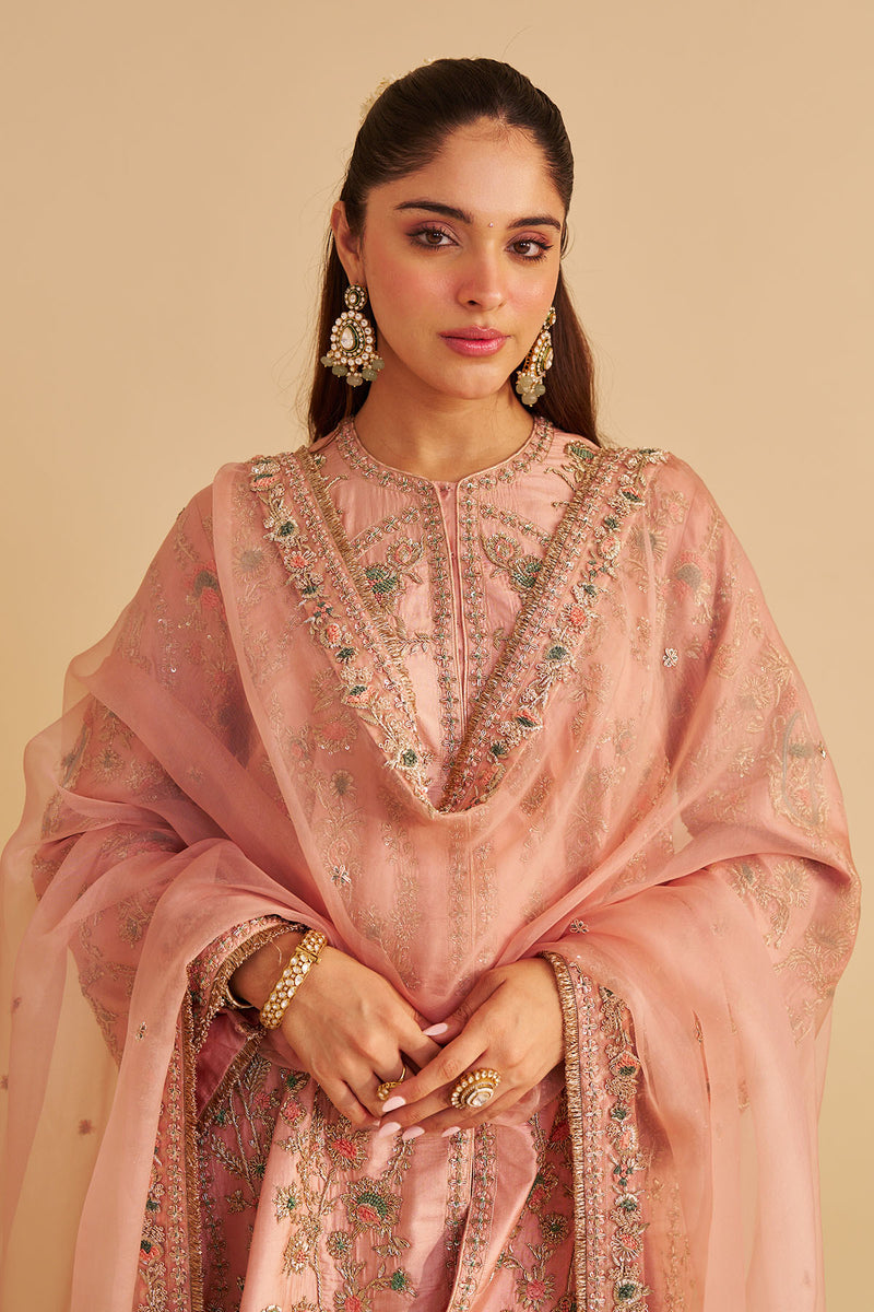 Alira - Dabka Zardozi Embroidered Blush Pink Kurta & Salwar with Dupatta