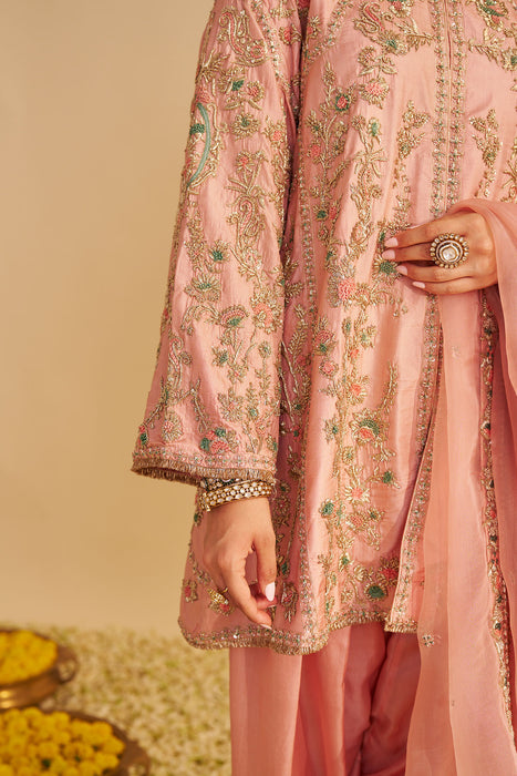 Alira - Dabka Zardozi Embroidered Blush Pink Kurta & Salwar with Dupatta