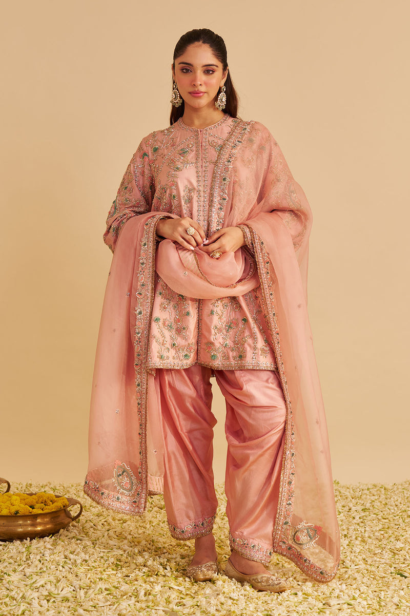 Alira - Dabka Zardozi Embroidered Blush Pink Kurta & Salwar with Dupatta