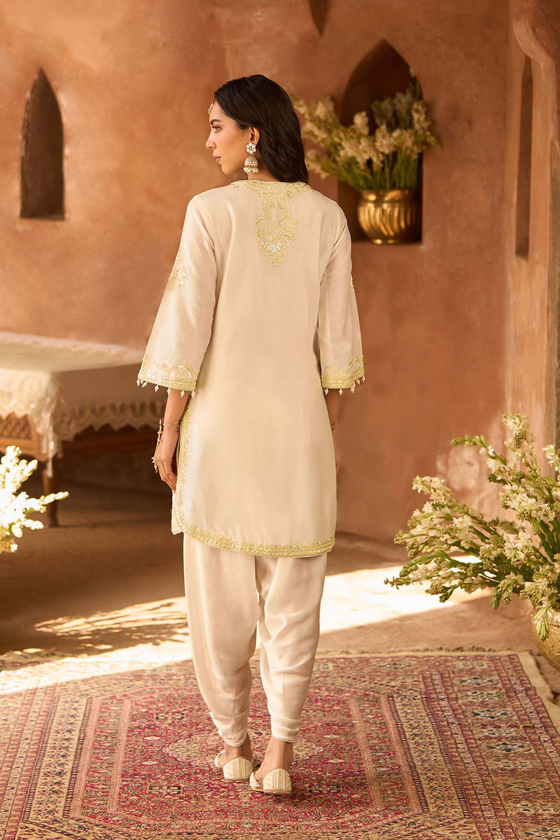 NYRA - DAISY IVORY WITH MINT GREEN SHORT KURTA AND DHOTI