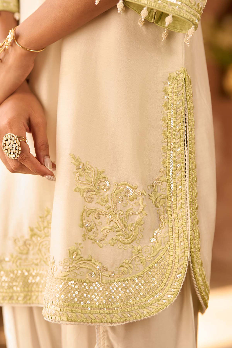 NYRA - DAISY IVORY WITH MINT GREEN SHORT KURTA AND DHOTI