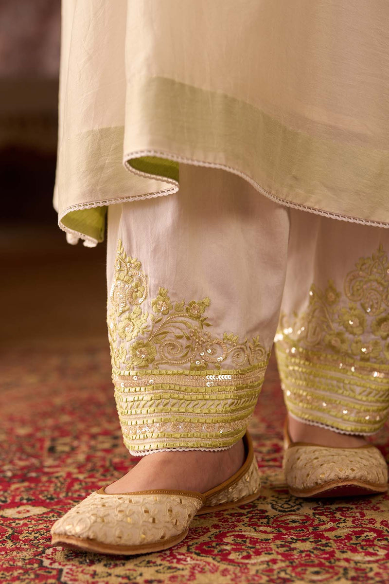 SAHABAT - DAISY IVORY WITH MINT GREEN KAAFTAN WITH SALWAR