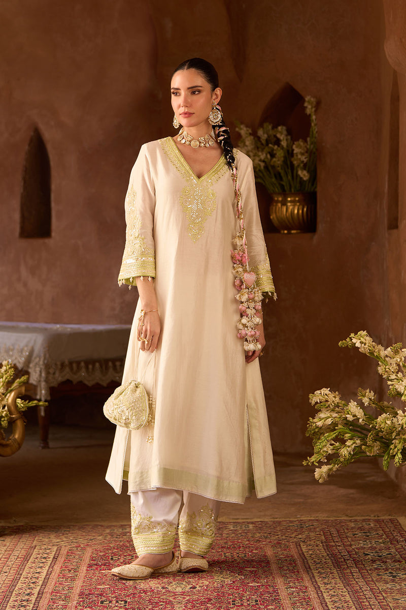 SAHABAT - DAISY IVORY WITH MINT GREEN KAAFTAN WITH SALWAR