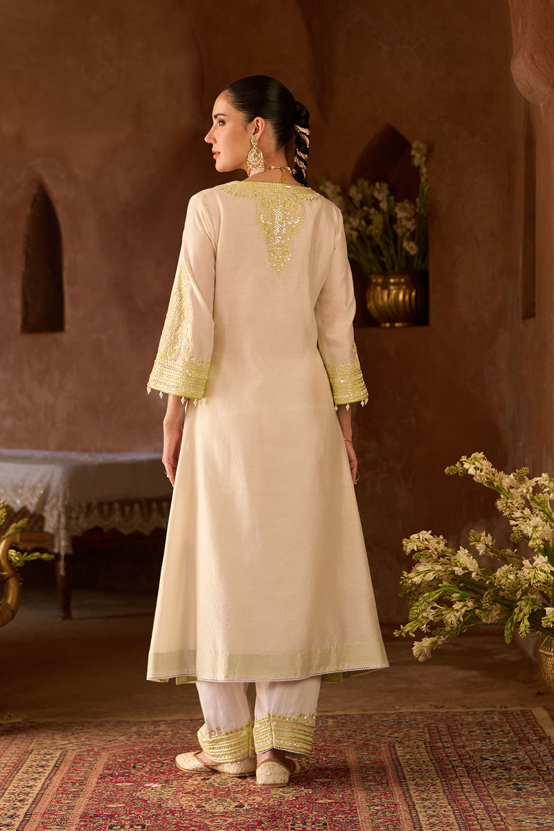 SAHABAT - DAISY IVORY WITH MINT GREEN KAAFTAN WITH SALWAR