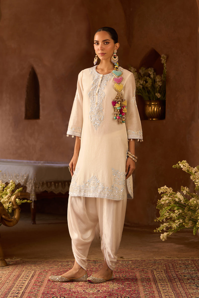 NYRA - DAISY IVORY WITH BLUE SHORT KURTA AND DHOTI
