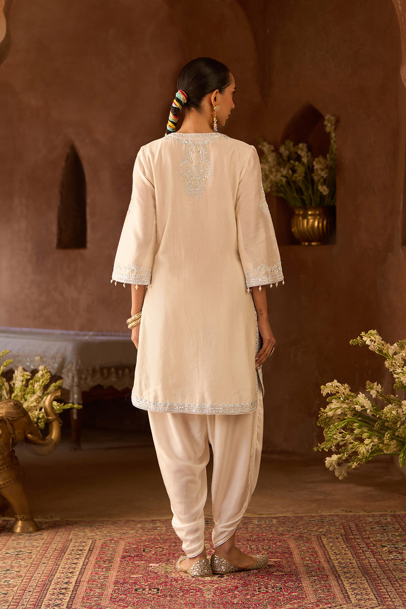 NYRA - DAISY IVORY WITH BLUE SHORT KURTA AND DHOTI