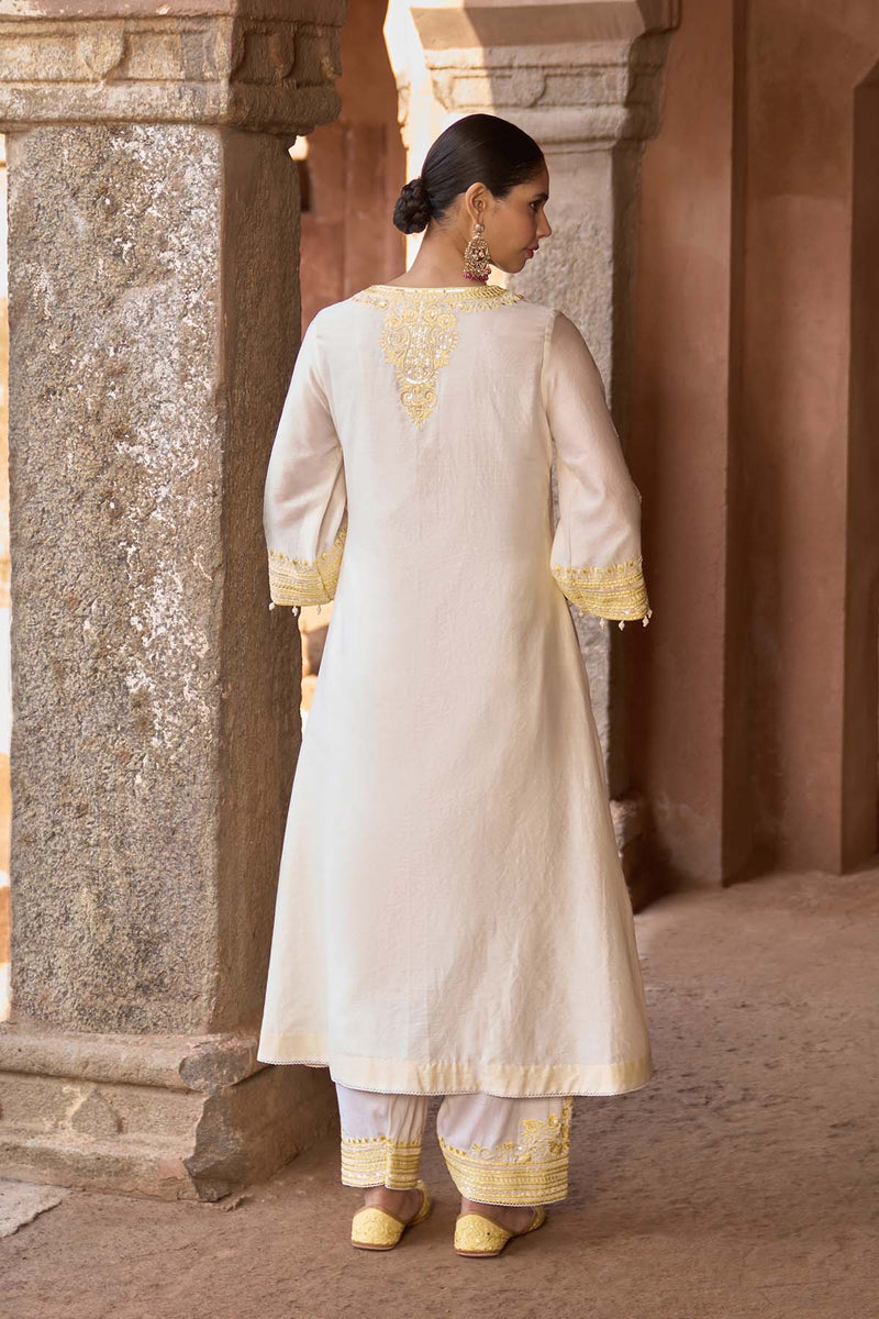SAHABAT - DAISY IVORY WITH LEMON YELLOW KAAFTAN WITH SALWAR