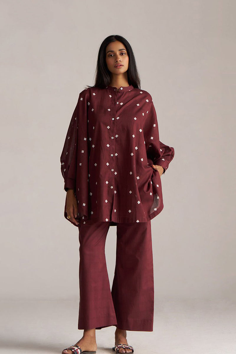 Cordovan Maroon Mul-Mul Co-ord Set