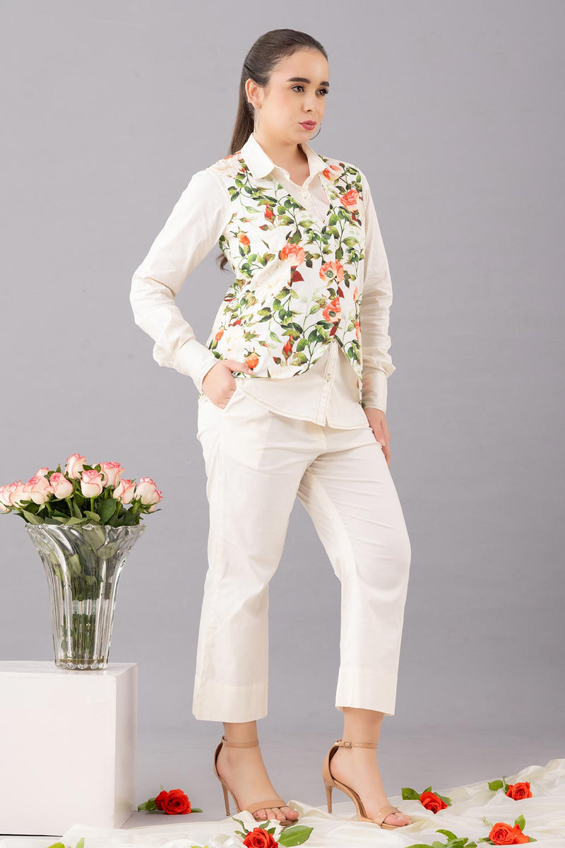 COOTON PRINTED WAIST COAT SET