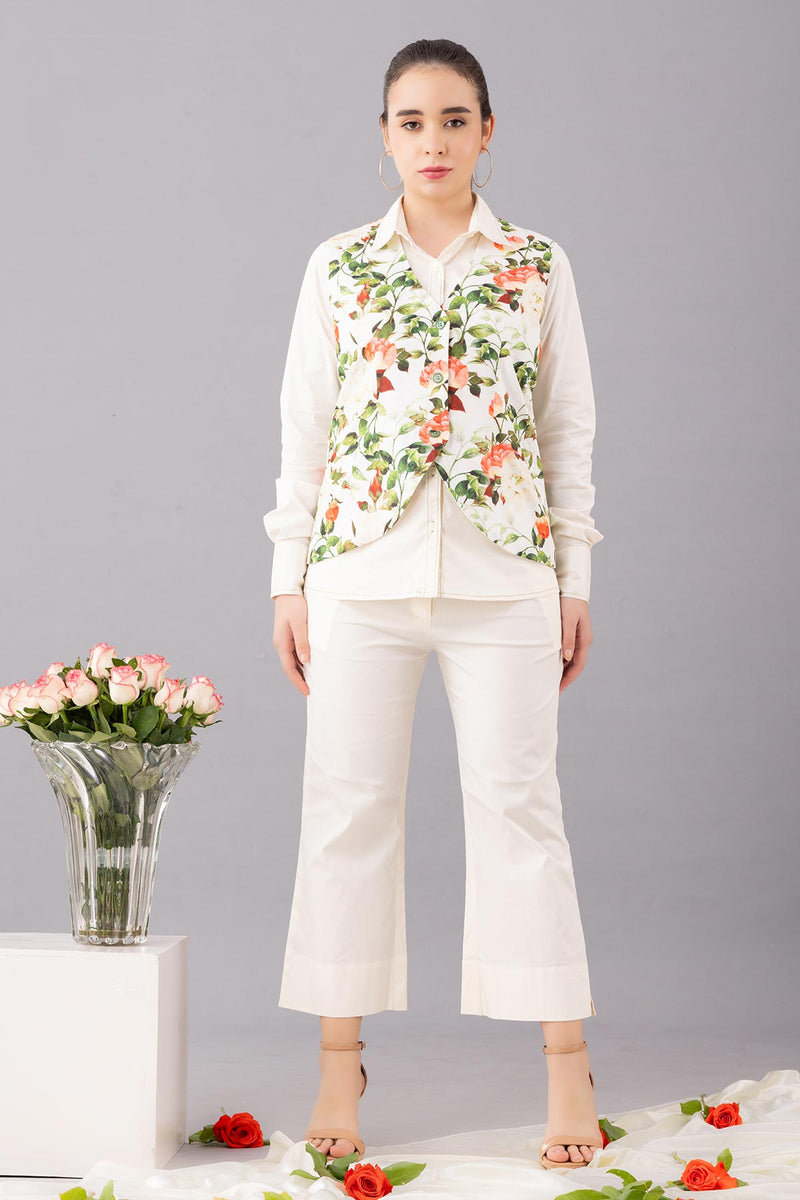 COOTON PRINTED WAIST COAT SET