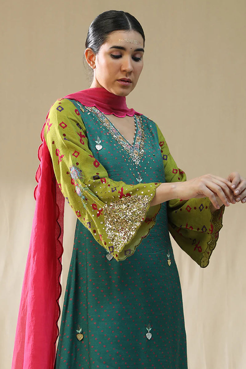 Emerald Green A Line Suit Set