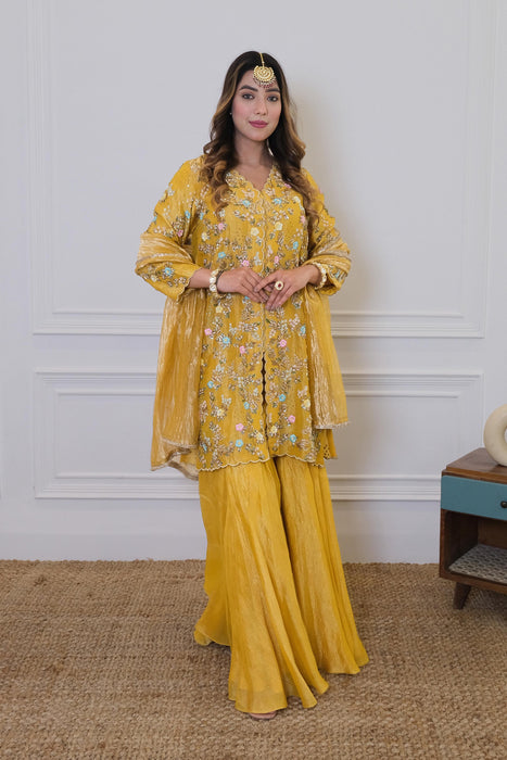 Yellow Tissue Gharara Set