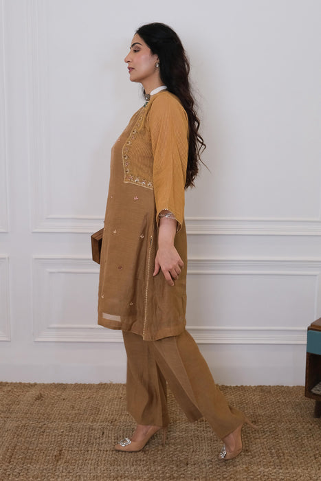 Caramel Chanderi Kurta Set