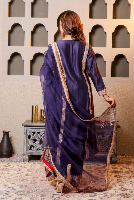 Purple Embroidered Salwar Kameez Set