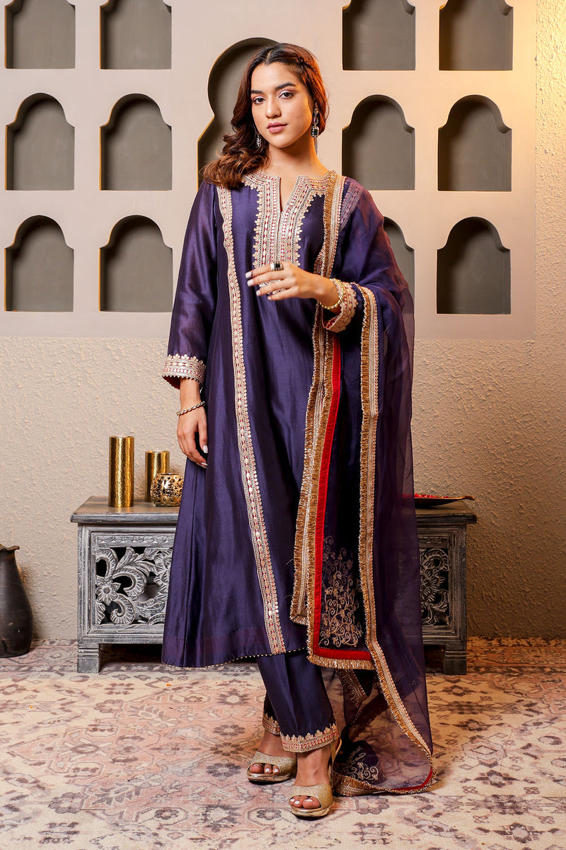 Purple Embroidered Salwar Kameez Set