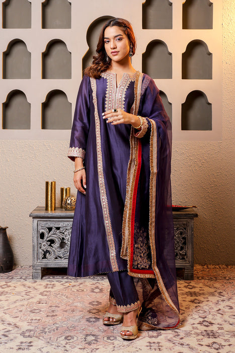 Purple Embroidered Salwar Kameez Set