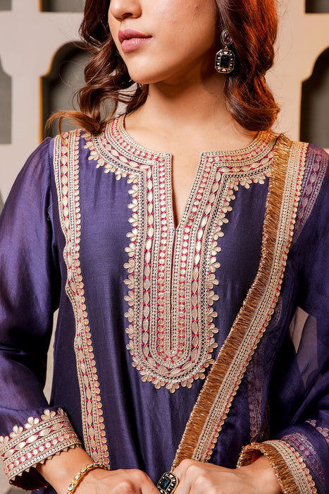 Purple Embroidered Salwar Kameez Set