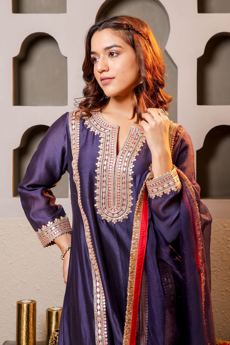 Purple Embroidered Salwar Kameez Set