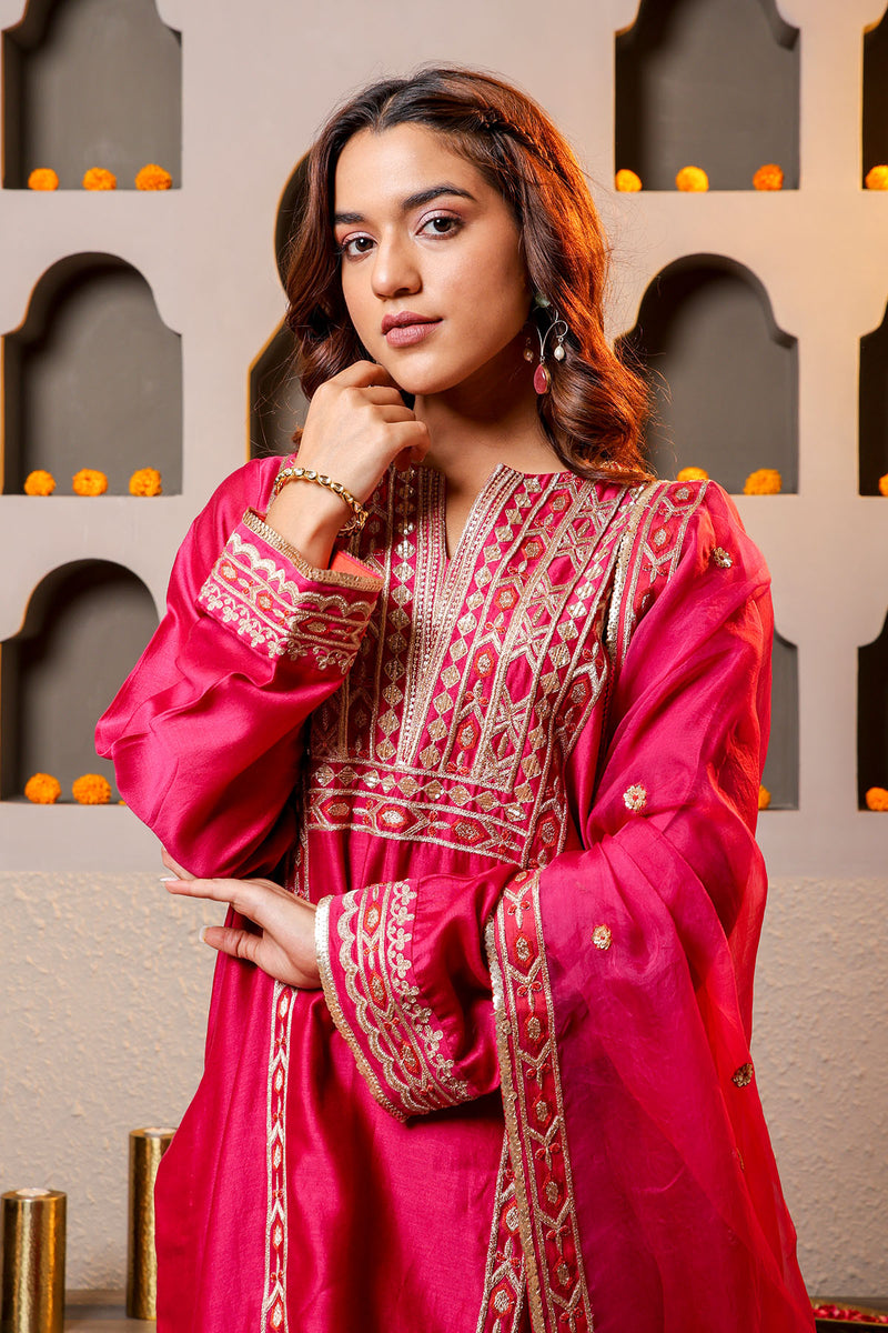 Elegant wine color Embroidered Salwar Kameez Set