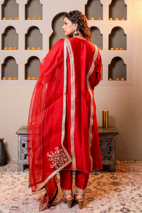 Exquisite Red Embroidered Salwar Kameez Set