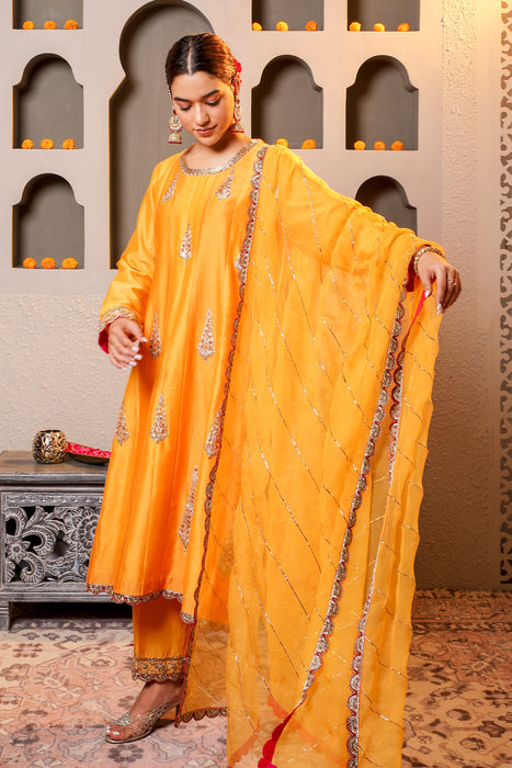 Radiant Yellow Embroidered suit with dupatta