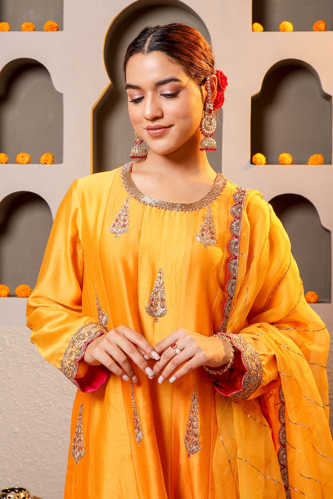 Radiant Yellow Embroidered suit with dupatta