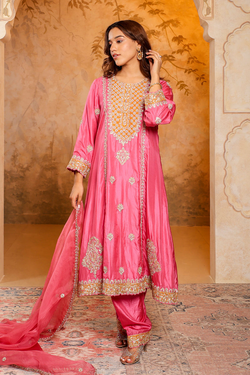 Pink Embroidered Salwar Kameez Set