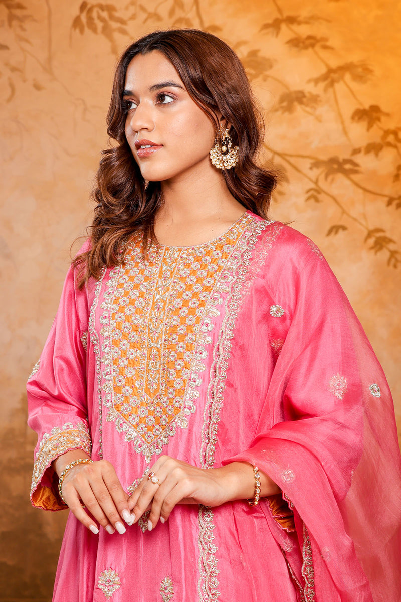 Pink Embroidered Salwar Kameez Set