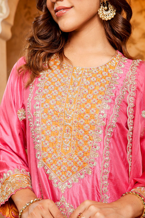 Pink Embroidered Salwar Kameez Set