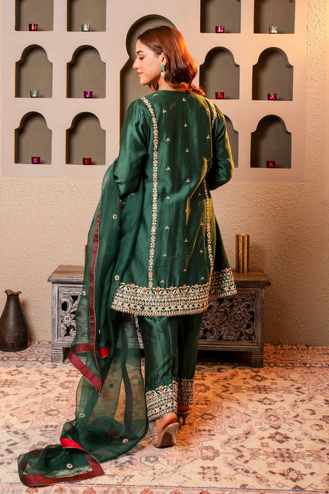 Elegant Green Embroidered Salwar Kameez Set