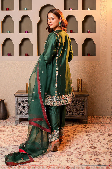 Elegant Green Embroidered Salwar Kameez Set