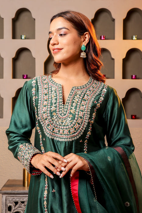 Elegant Green Embroidered Salwar Kameez Set