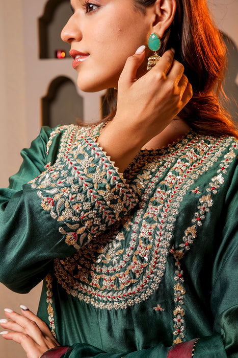 Elegant Green Embroidered Salwar Kameez Set