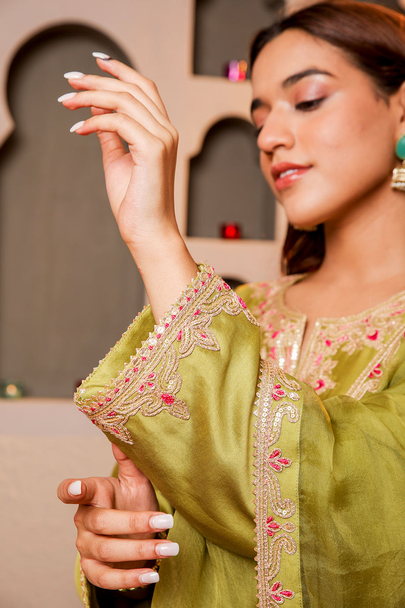 Green Embroidered Salwar Kameez Set