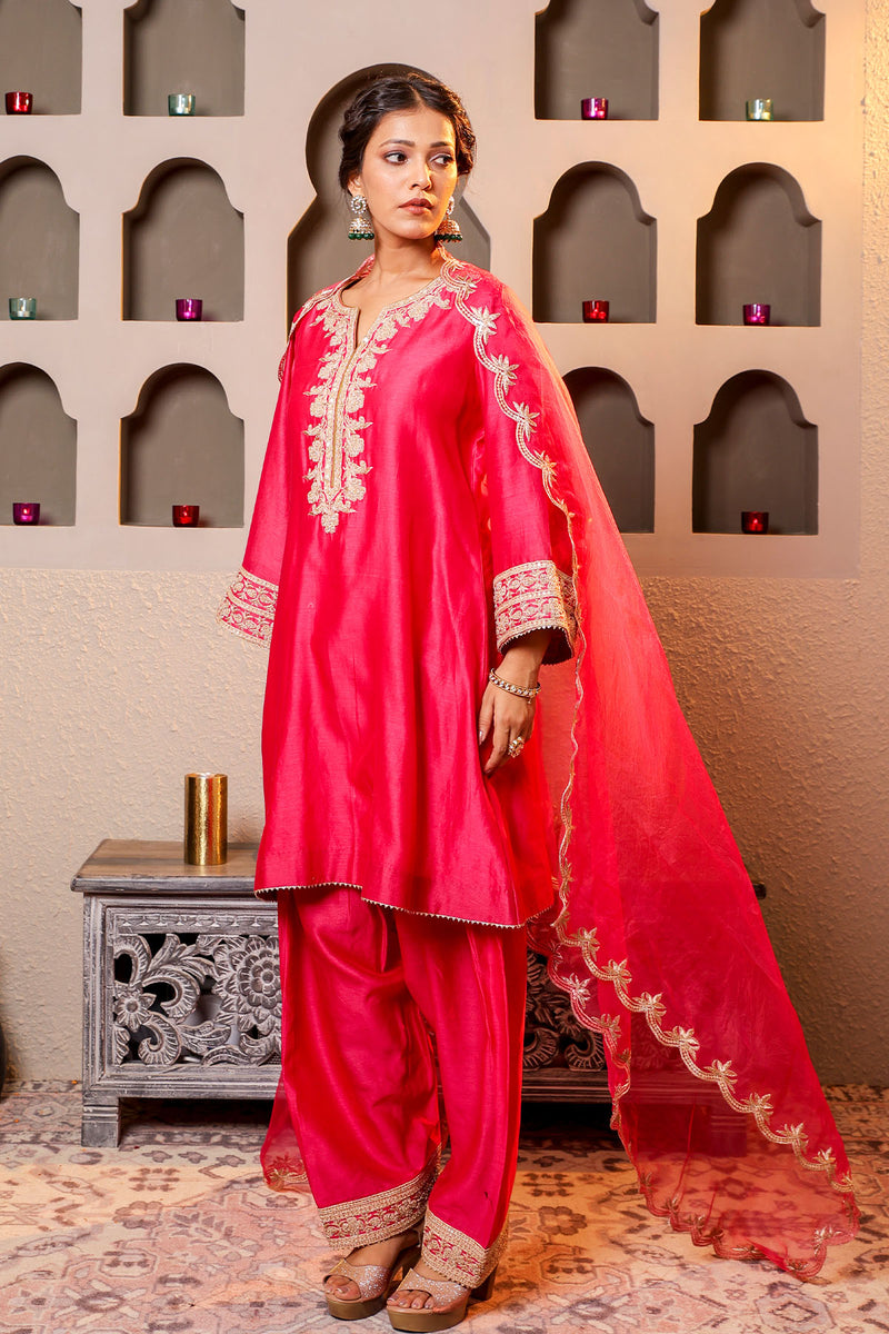 Magenta Embroidered Salwar Kameez Set